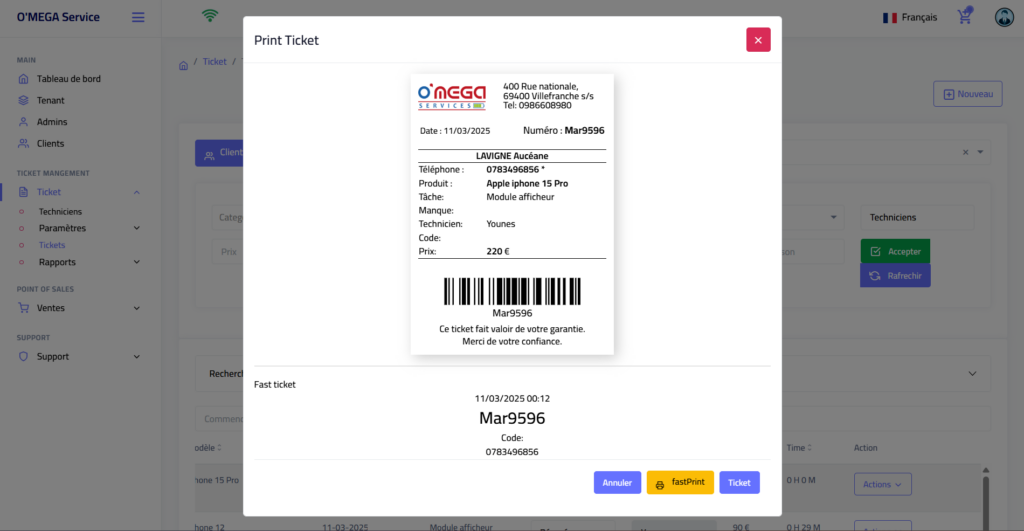Print ticket